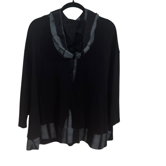 Malissa J Black Tunic Hoodie Top Abstract Art Bamboo Print Oversized large L Xl - Picture 6 of 11